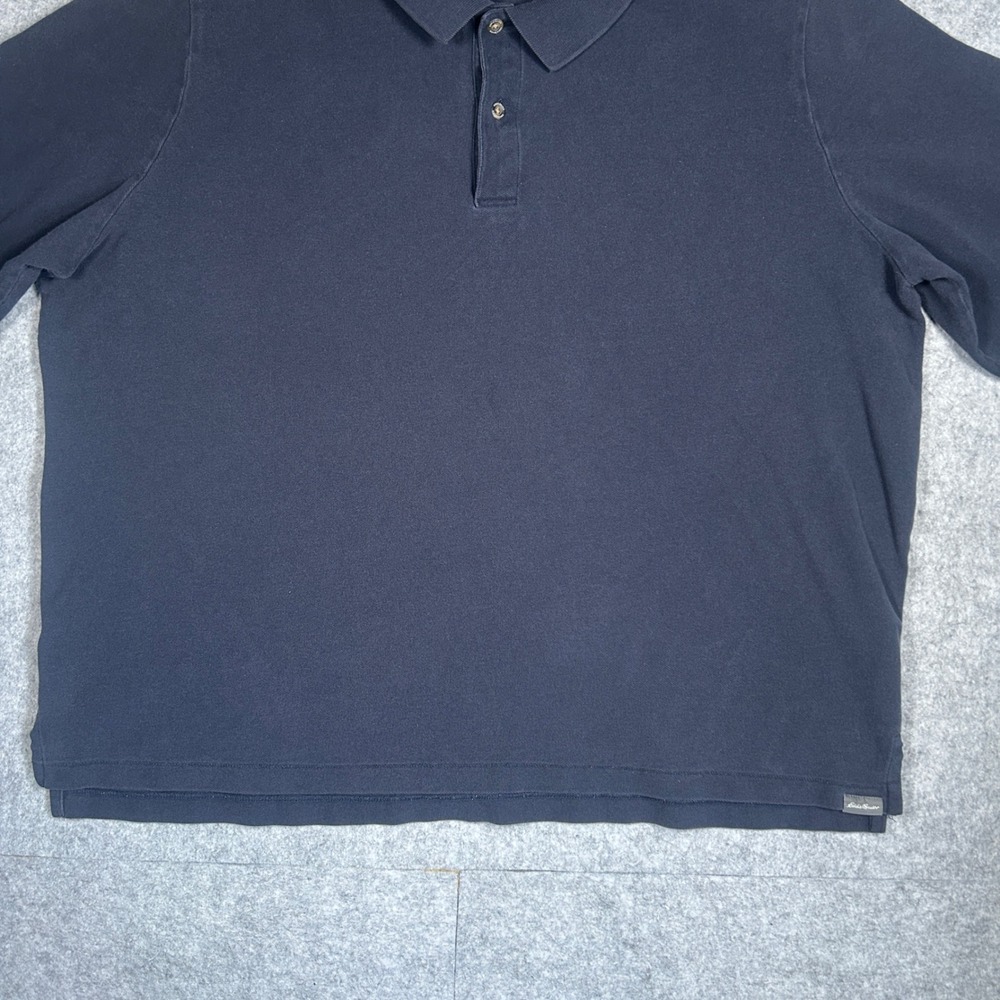Eddie Bauer Polo Shirt Men 3XL Navy Blue Long Sleeve Cotton Pique Casual Outdoor - Picture 5 of 14